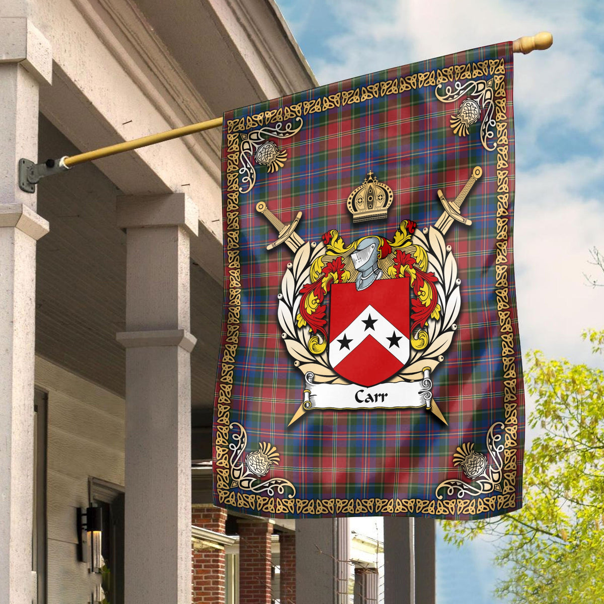 Clan Carr Tartan Crest Garden Flag  - Celtic Thistle  AH81 Clan Hall Tartan Today   