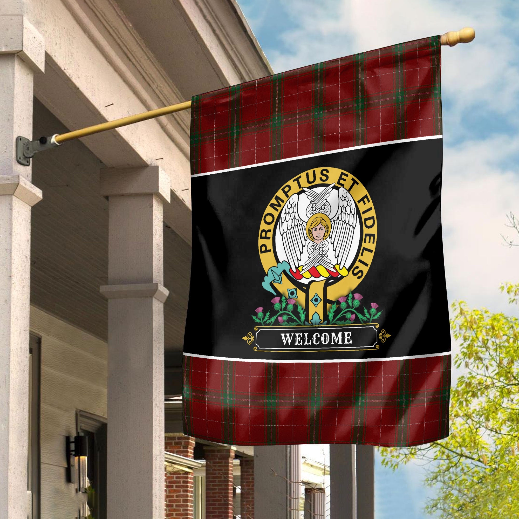 Clan Carruthers Tartan Crest Garden Flag  - Welcome  TF17 Clan Carruthers Tartan Today   