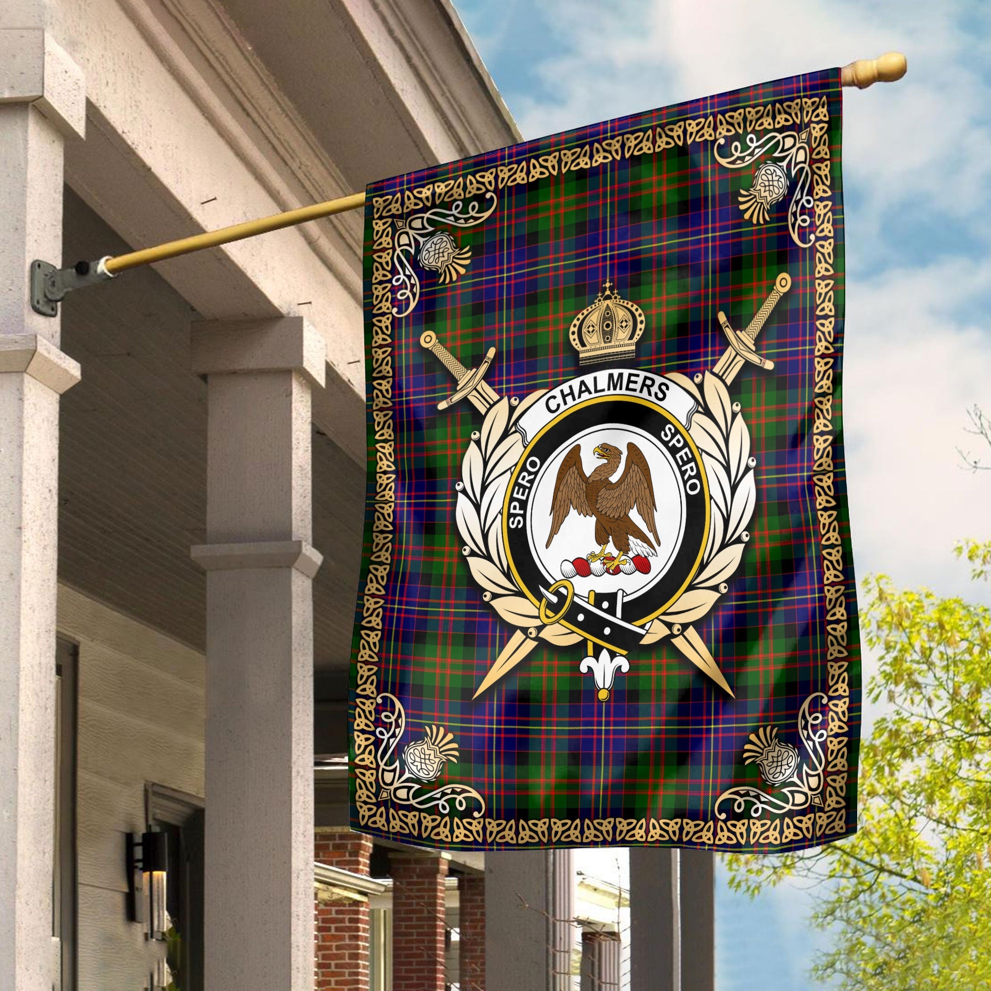 Clan Chalmers (Balnacraig) Tartan Crest Garden Flag  - Celtic Thistle  TI62 Clan Craig Tartan Today   