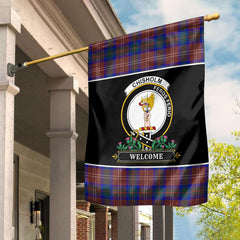 Clan Chisholm Hunting Modern Tartan Crest Garden Flag  - Welcome  WD45 Clan Chisholm Tartan Today   