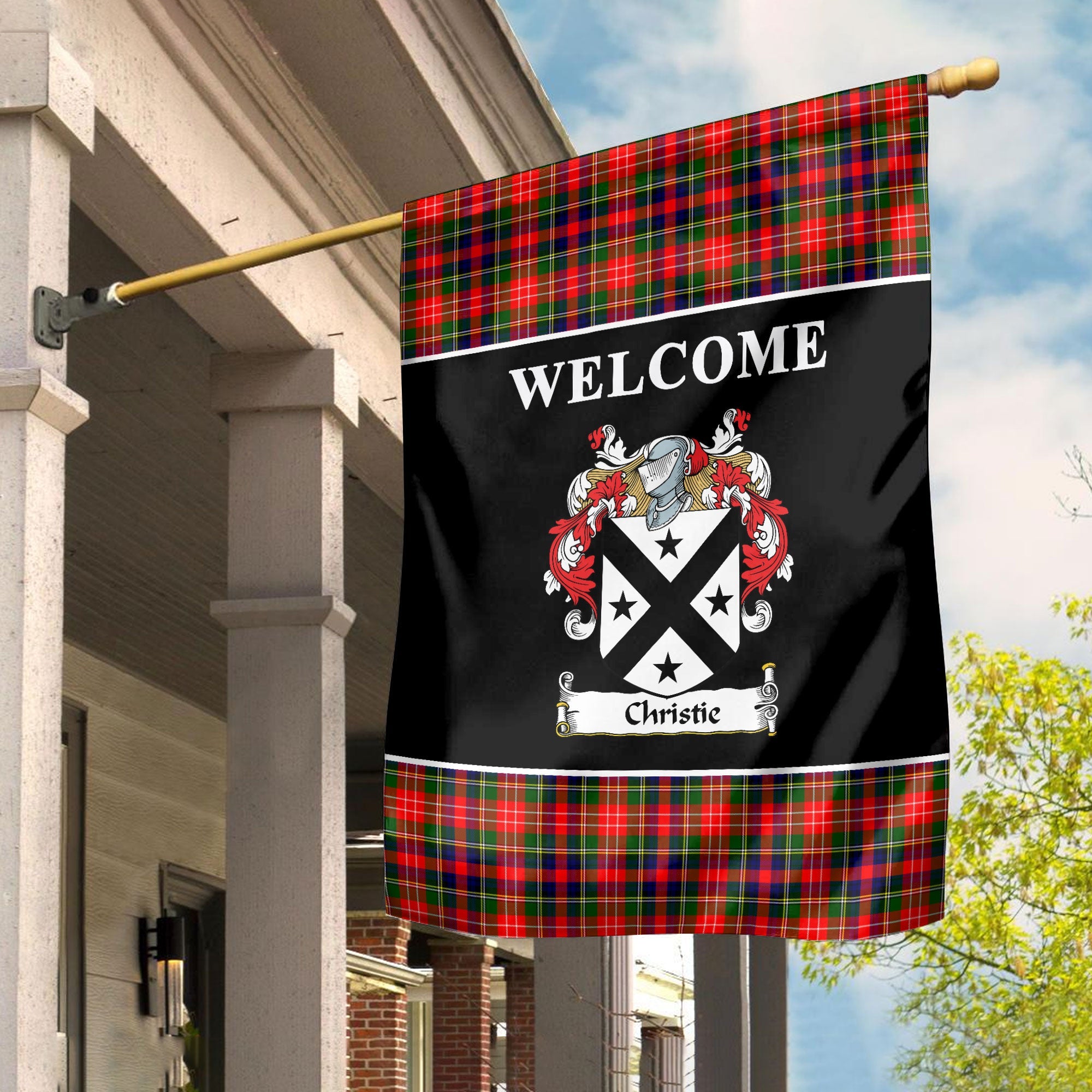 Clan Christie Tartan Crest Black Garden Flag NY56 Clan Christie Tartan Today   