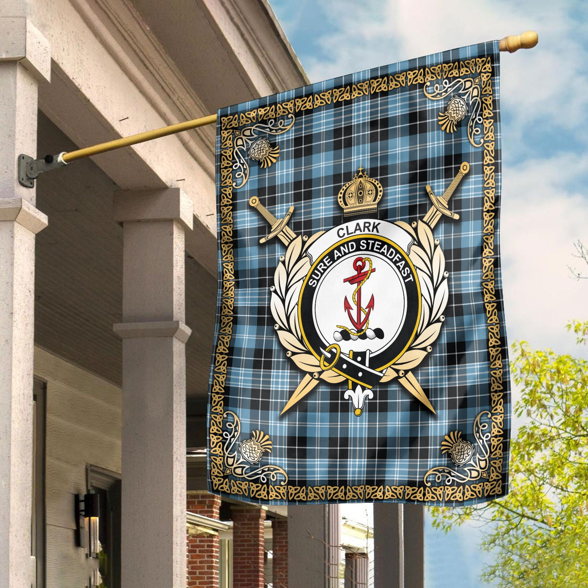 Clan Clark Ancient Tartan Crest Garden Flag  - Celtic Thistle  QG41 Clan Clark Tartan Today   