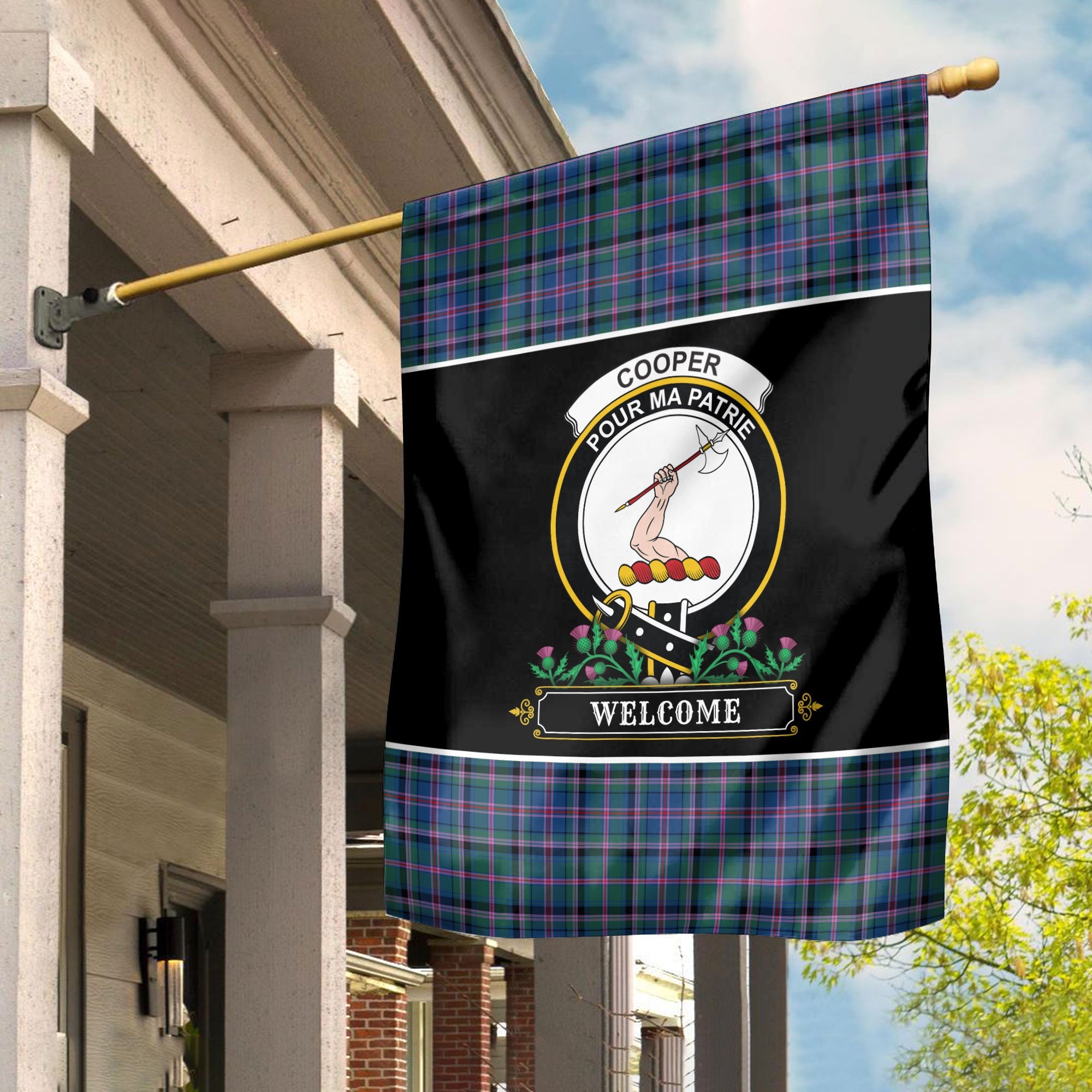 Clan Cooper Ancient Tartan Crest Garden Flag  - Welcome  UI57 Clan Cooper Tartan Today   