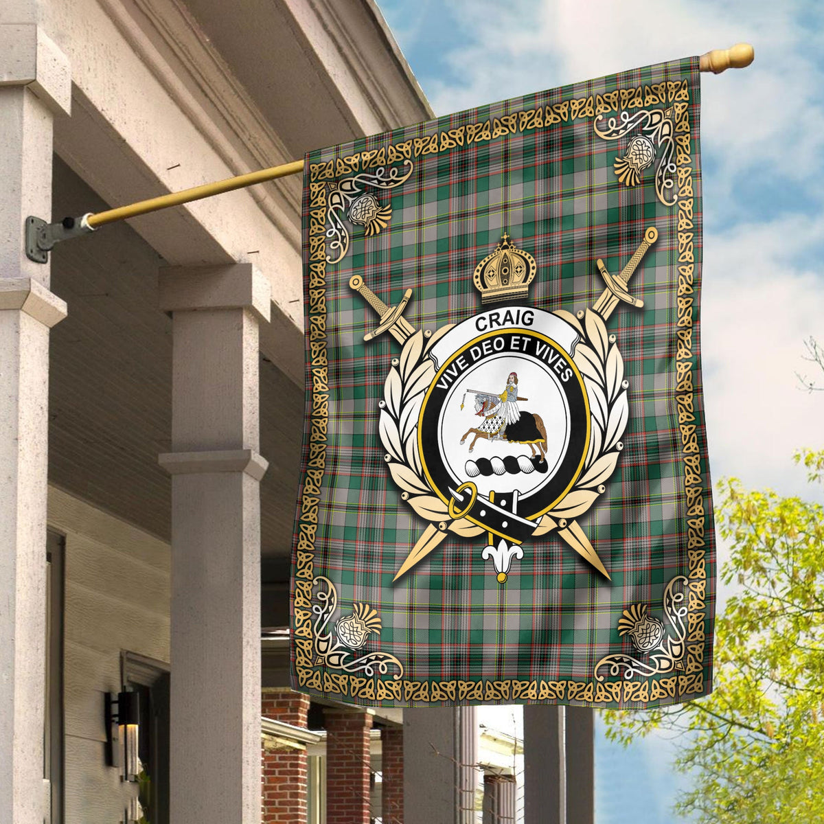 Clan Craig Ancient Tartan Crest Garden Flag  - Celtic Thistle  IU83 Clan Craig Tartan Today   