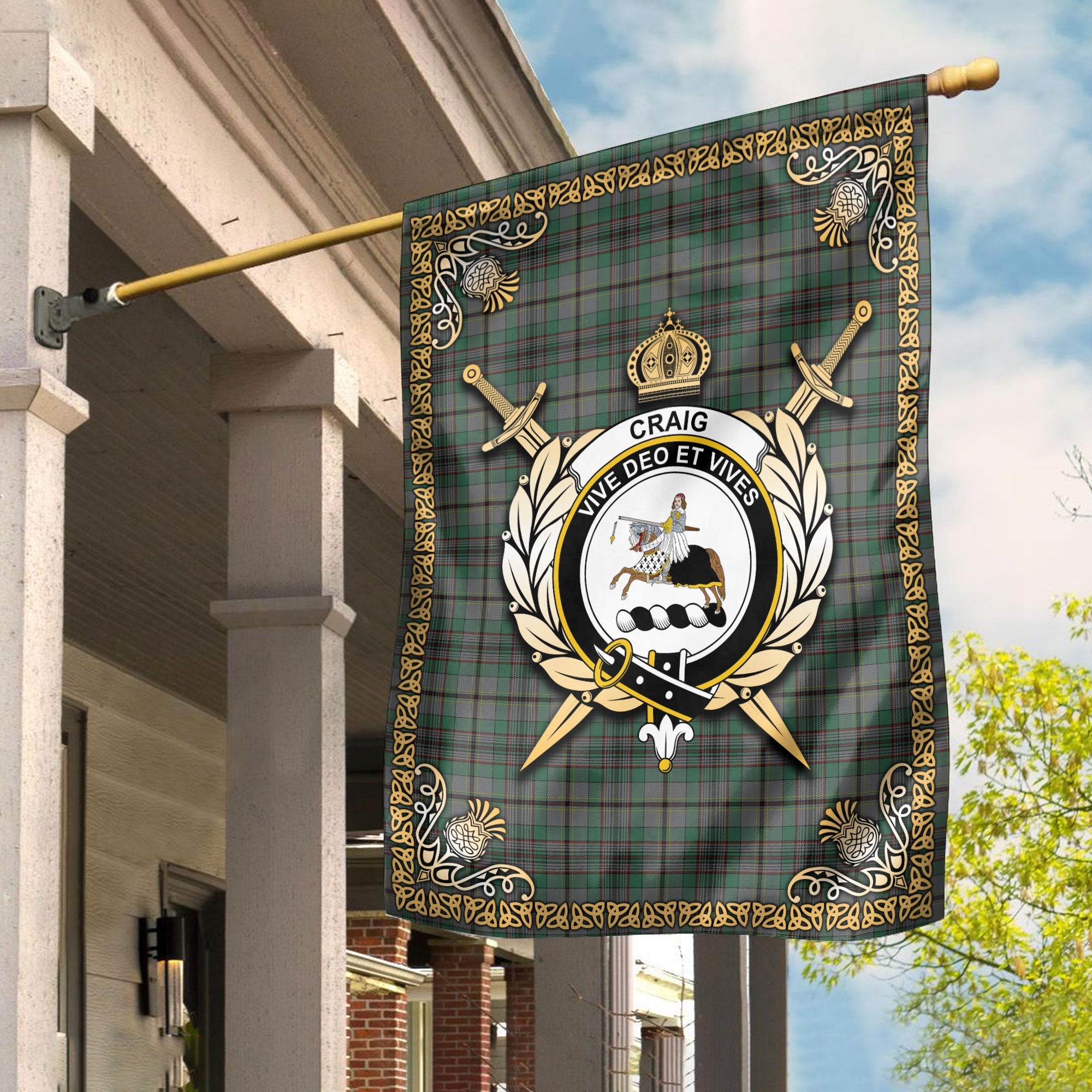 Clan Craig Tartan Crest Garden Flag  - Celtic Thistle  QD64 Clan Craig Tartan Today   