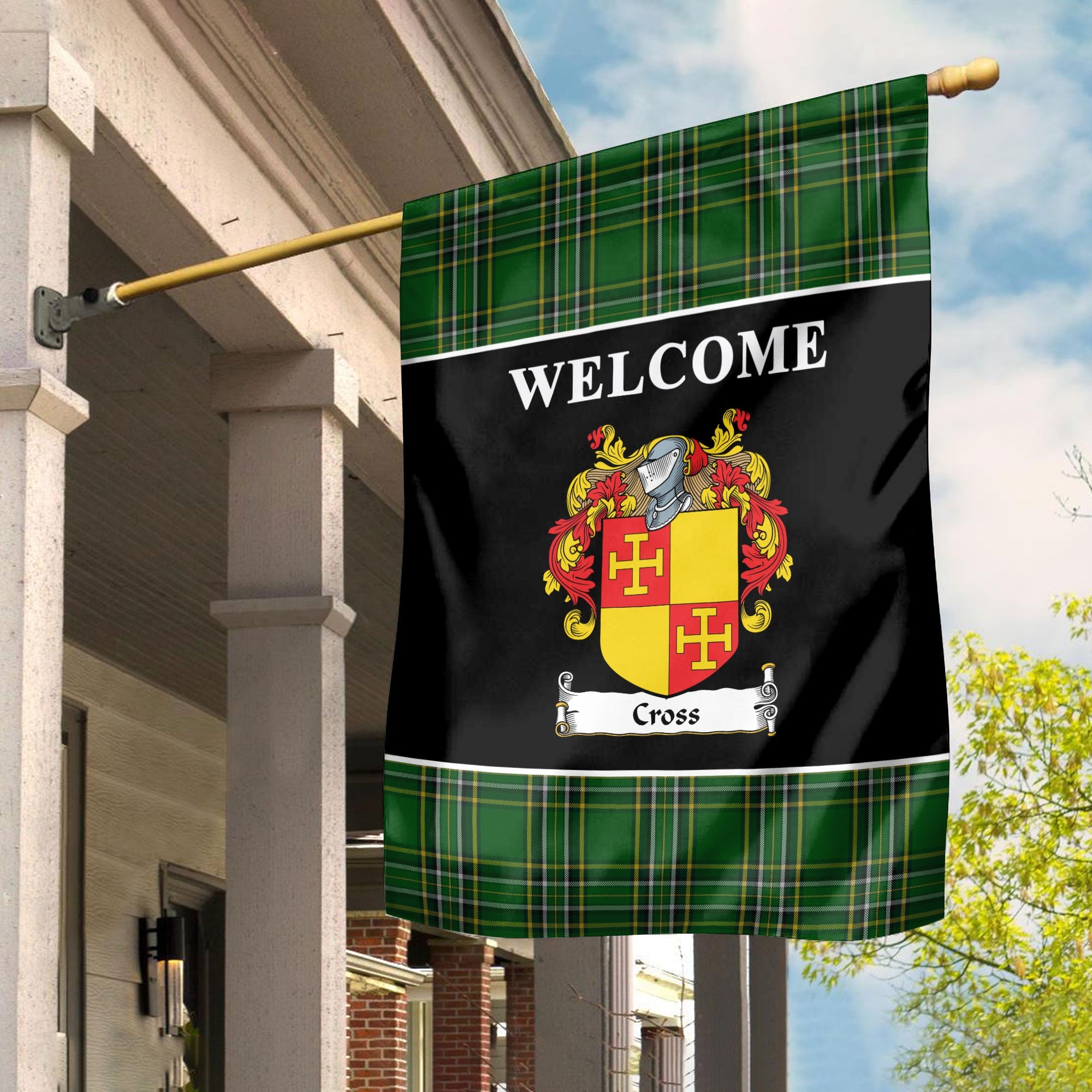 Clan Cross Tartan Crest Black Garden Flag KF31 Clan Ross Tartan Today   