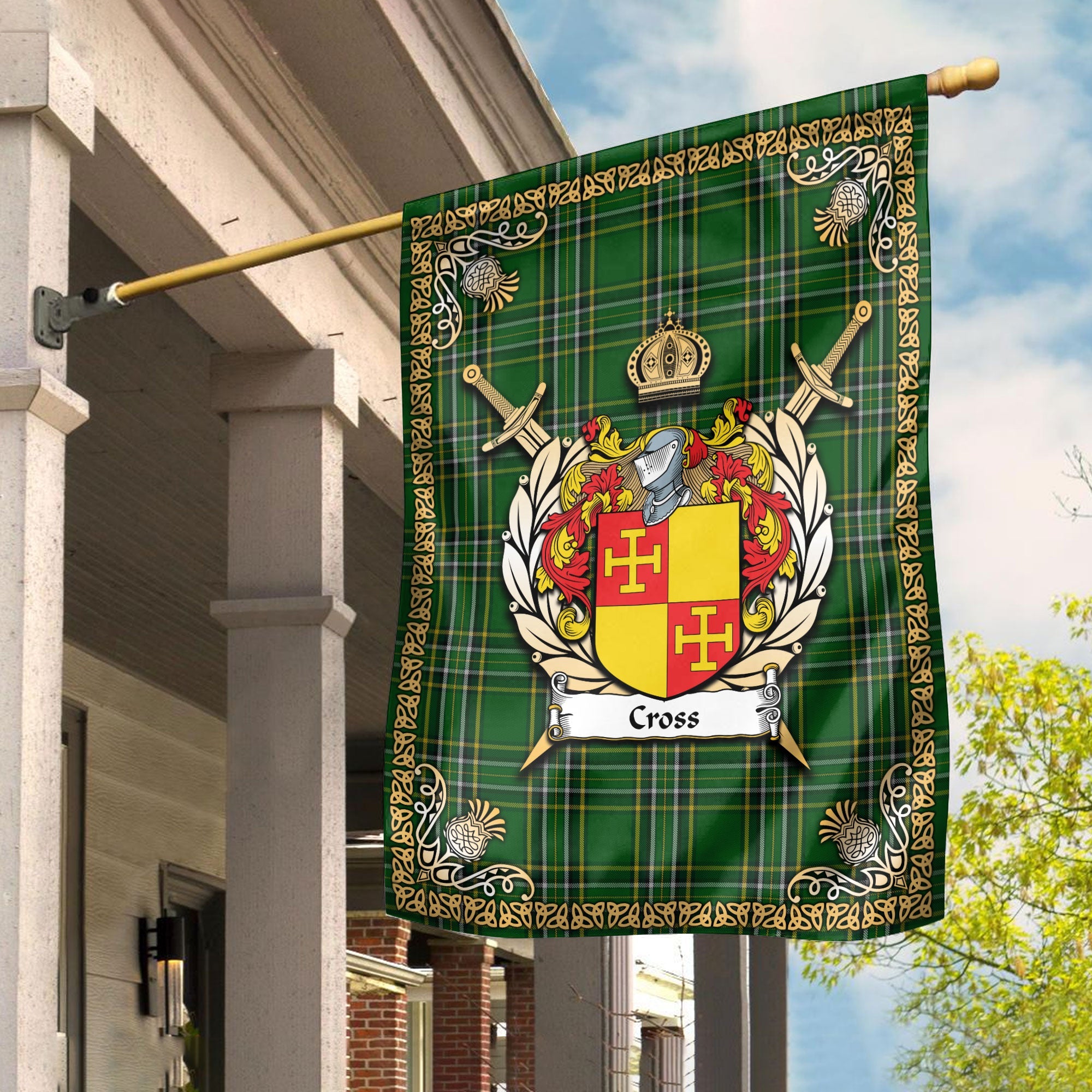 Clan Cross Tartan Crest Black Garden Flag  - Gold Thistle  XY94 Clan Ross Tartan Today   