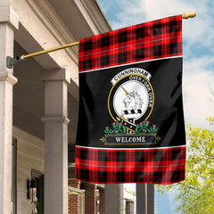 Clan Cunningham Modern Tartan Crest Garden Flag  - Welcome  FJ56 Clan Cunningham Tartan Today   