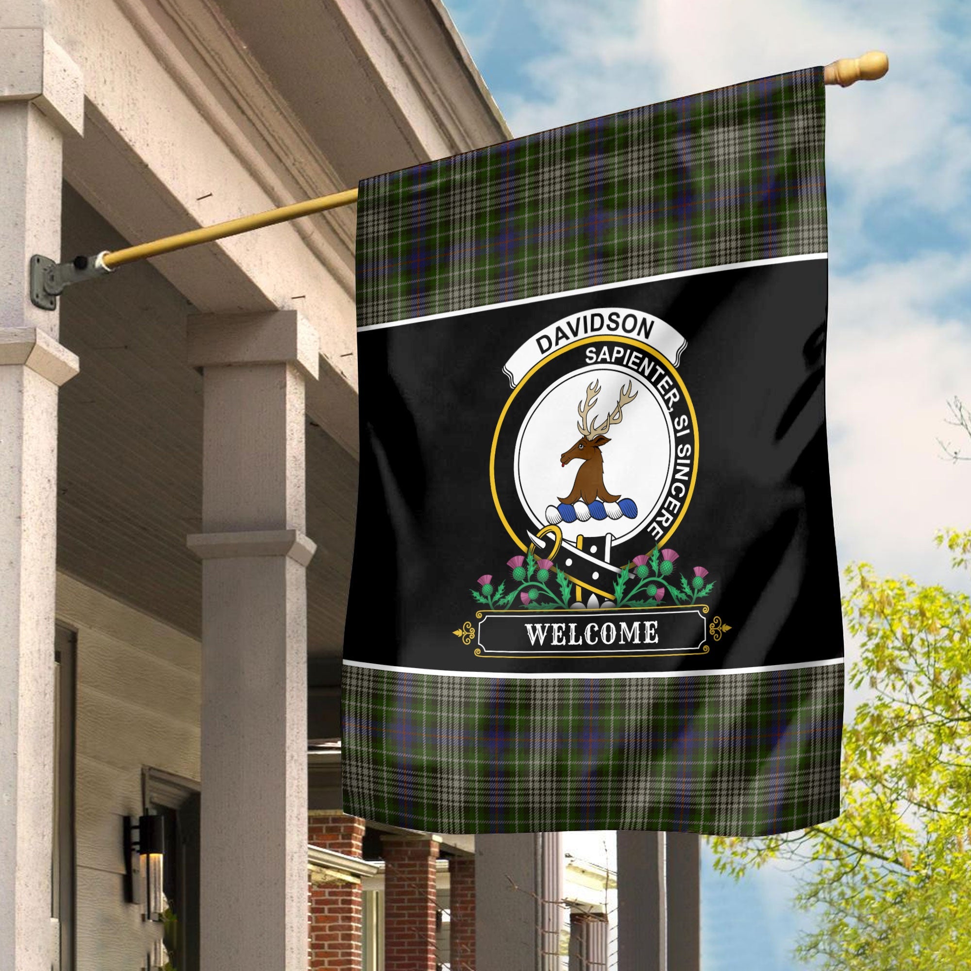 Clan Davidson Tulloch Dress Tartan Crest Garden Flag  - Welcome  IW24 Clan Davidson Tartan Today   