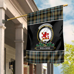 Clan Farquharson Weathered Tartan Crest Garden Flag  - Welcome  RC11 Clan Farquharson Tartan Today   