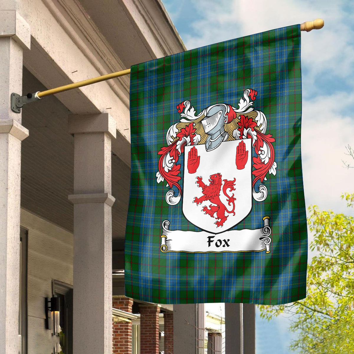 Clan Fox Hunting Tartan Crest Garden Flag BI17 Clan Garden Tartan Today   