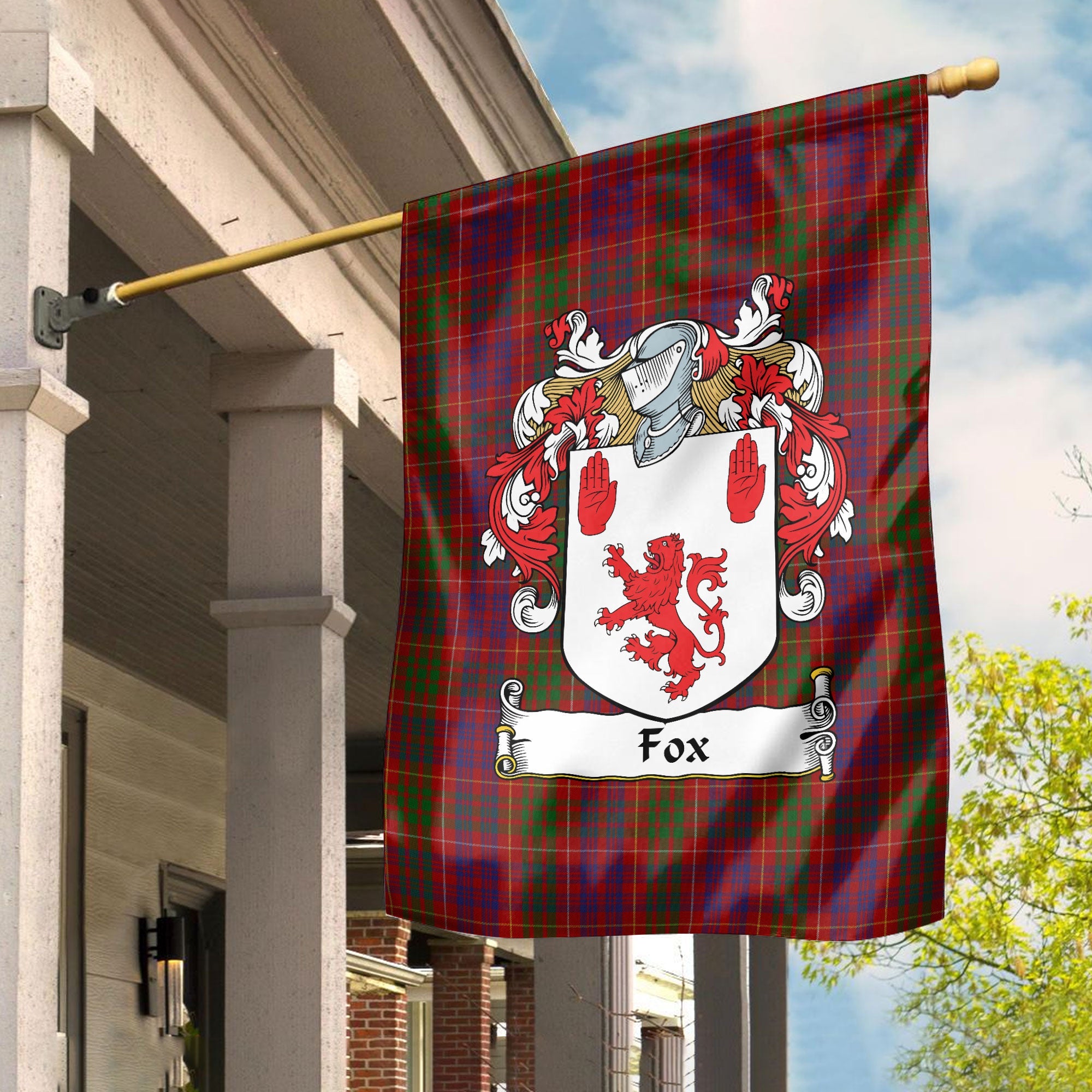 Clan Fox Red Tartan Crest Garden Flag AY76 Clan Garden Tartan Today   