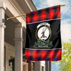 Clan Fraser (of Lovat) Modern Tartan Crest Garden Flag  - Welcome  UF31 Clan Fraser Tartan Today   