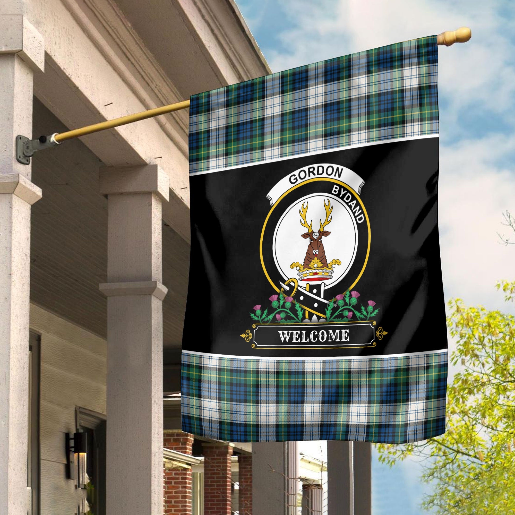 Clan Gordon Dress Ancient Tartan Crest Garden Flag  - Welcome  OH13 Clan Gordon Tartan Today   