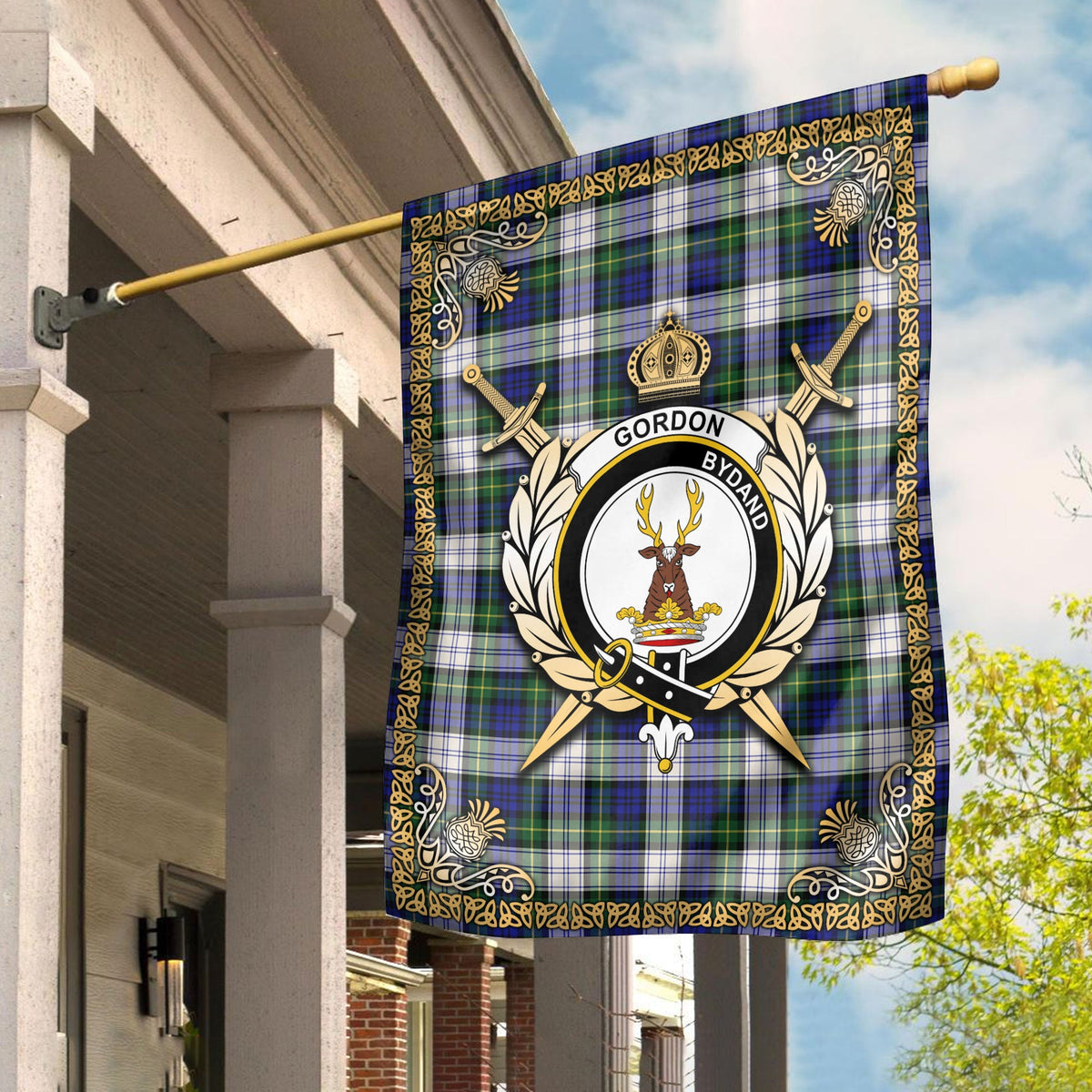 Clan Gordon Dress Modern Tartan Crest Garden Flag  - Celtic Thistle  IJ41 Clan Gordon Tartan Today   