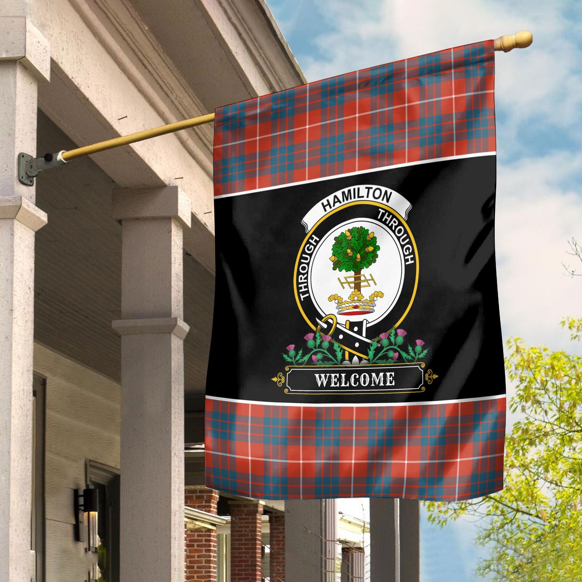 Clan Hamilton Ancient Tartan Crest Garden Flag  - Welcome  HR51 Clan Hamilton Tartan Today   