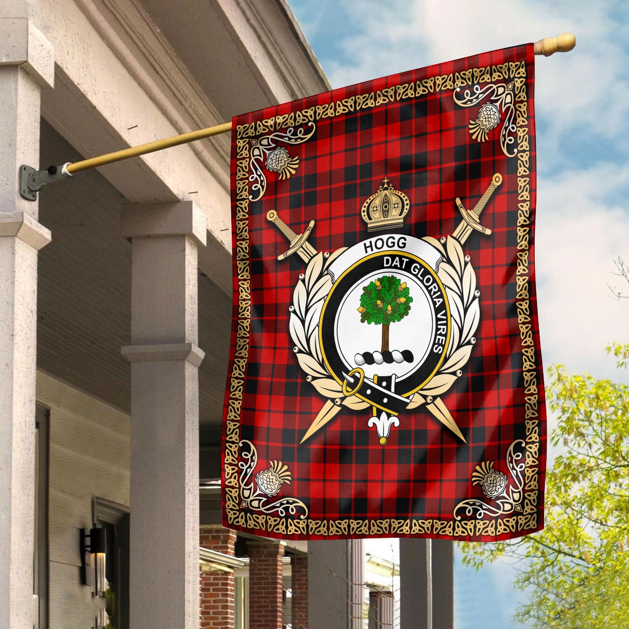 Clan Hogg Tartan Crest Garden Flag  - Celtic Thistle  XI42 Clan Hogg Tartan Today   