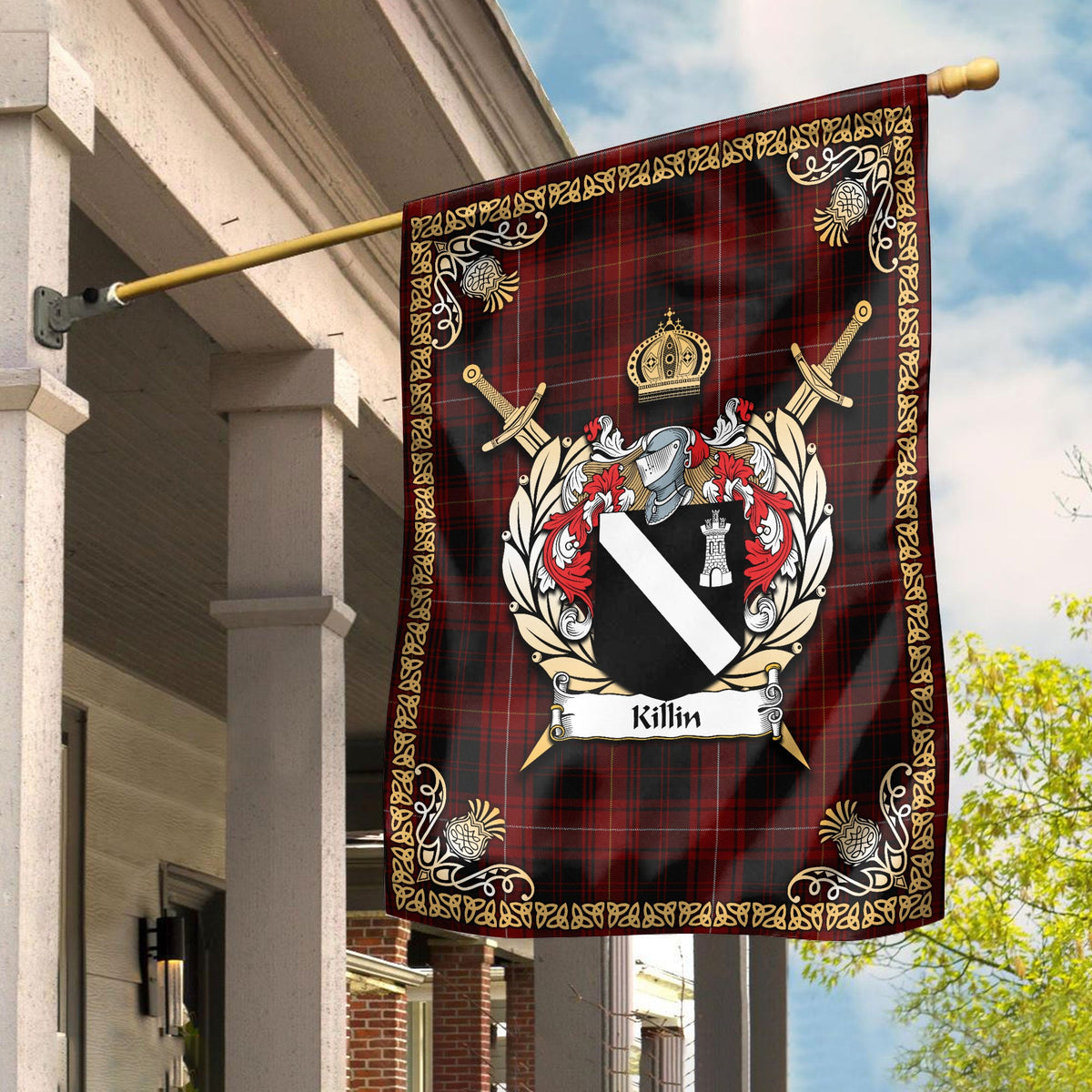 Clan Killin Tartan Crest Garden Flag  - Celtic Thistle  KI81 Clan Garden Tartan Today   