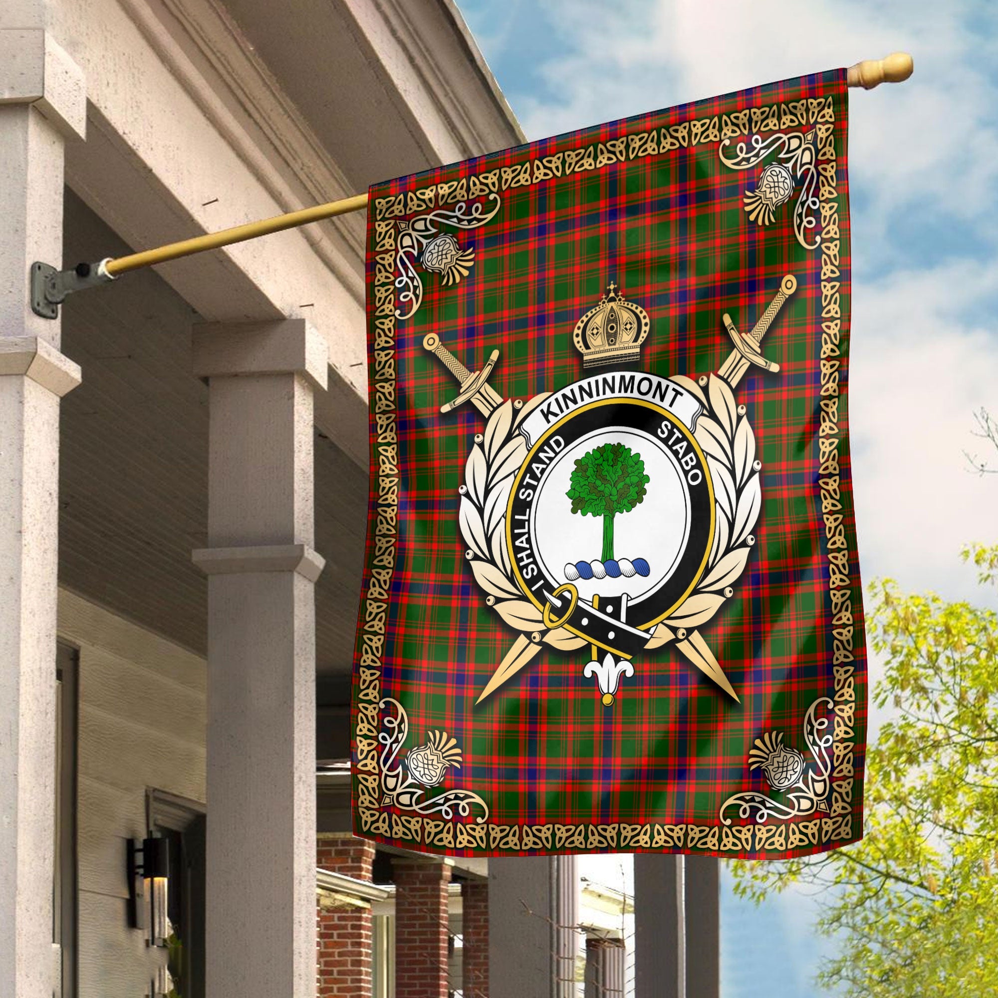 Clan Kinninmont Tartan Crest Garden Flag  - Celtic Thistle  GA53 Clan Garden Tartan Today   