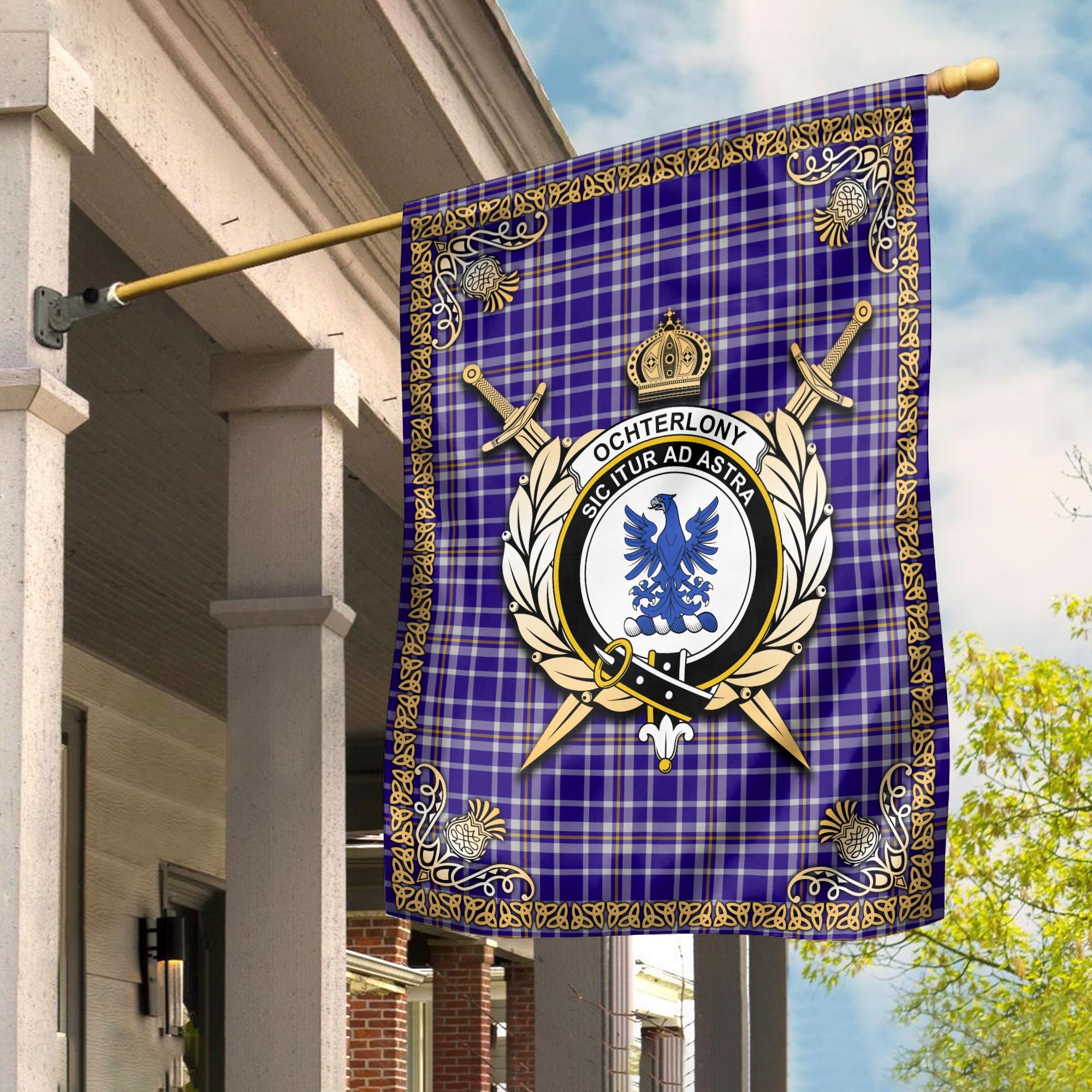 Clan Ochterlony Tartan Crest Garden Flag  - Celtic Thistle  UC17 Clan Ochterlony/ Ochterlonie Tartan Today   