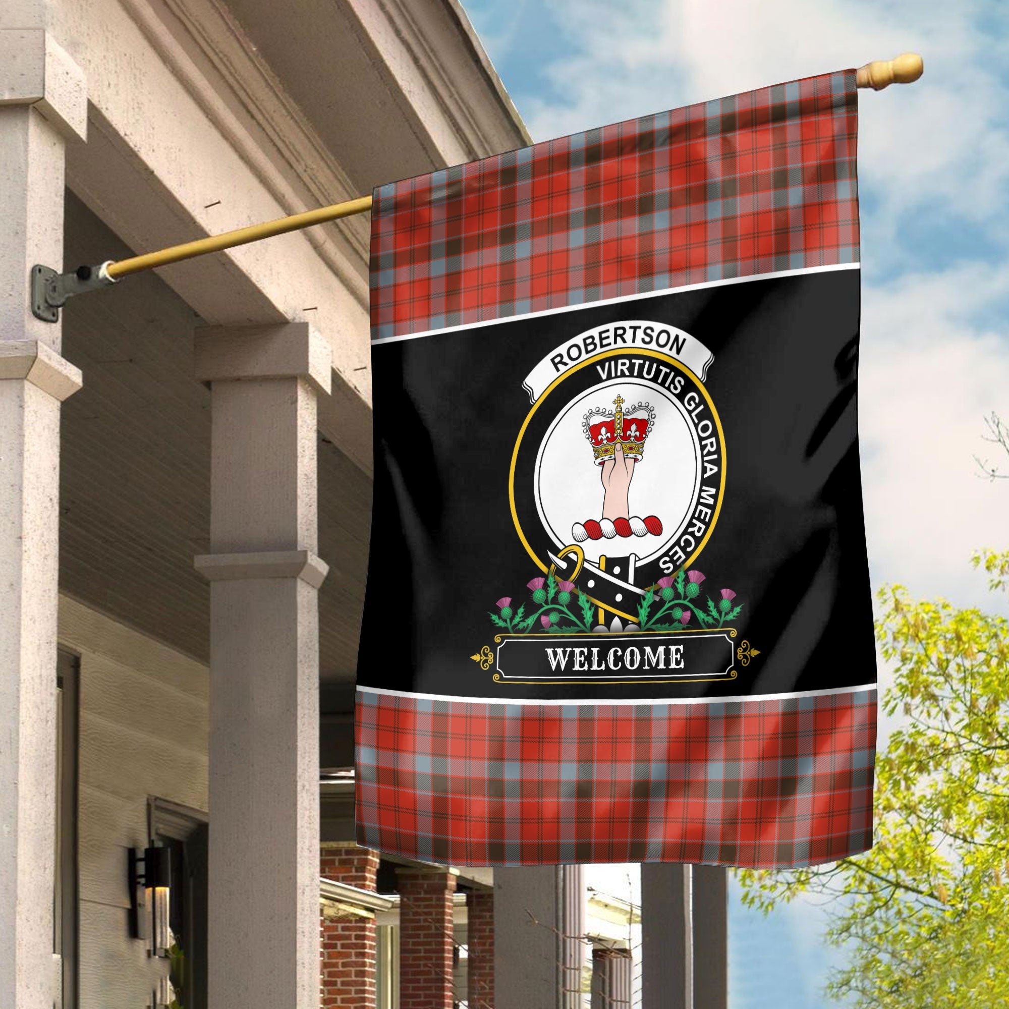 Clan Clan Robertson Weathered Tartan Crest Garden Flag  - Welcome  AV28 Clan Robertson Tartan Today   