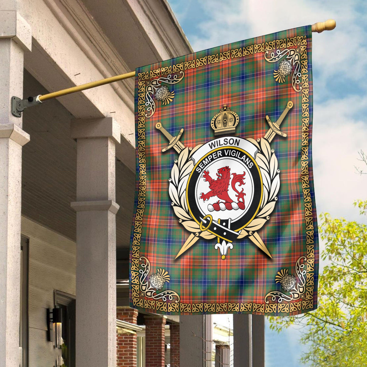 Clan Wilson Ancient Tartan Crest Garden Flag  - Celtic Thistle  RO89 Clan Wilson Tartan Today   