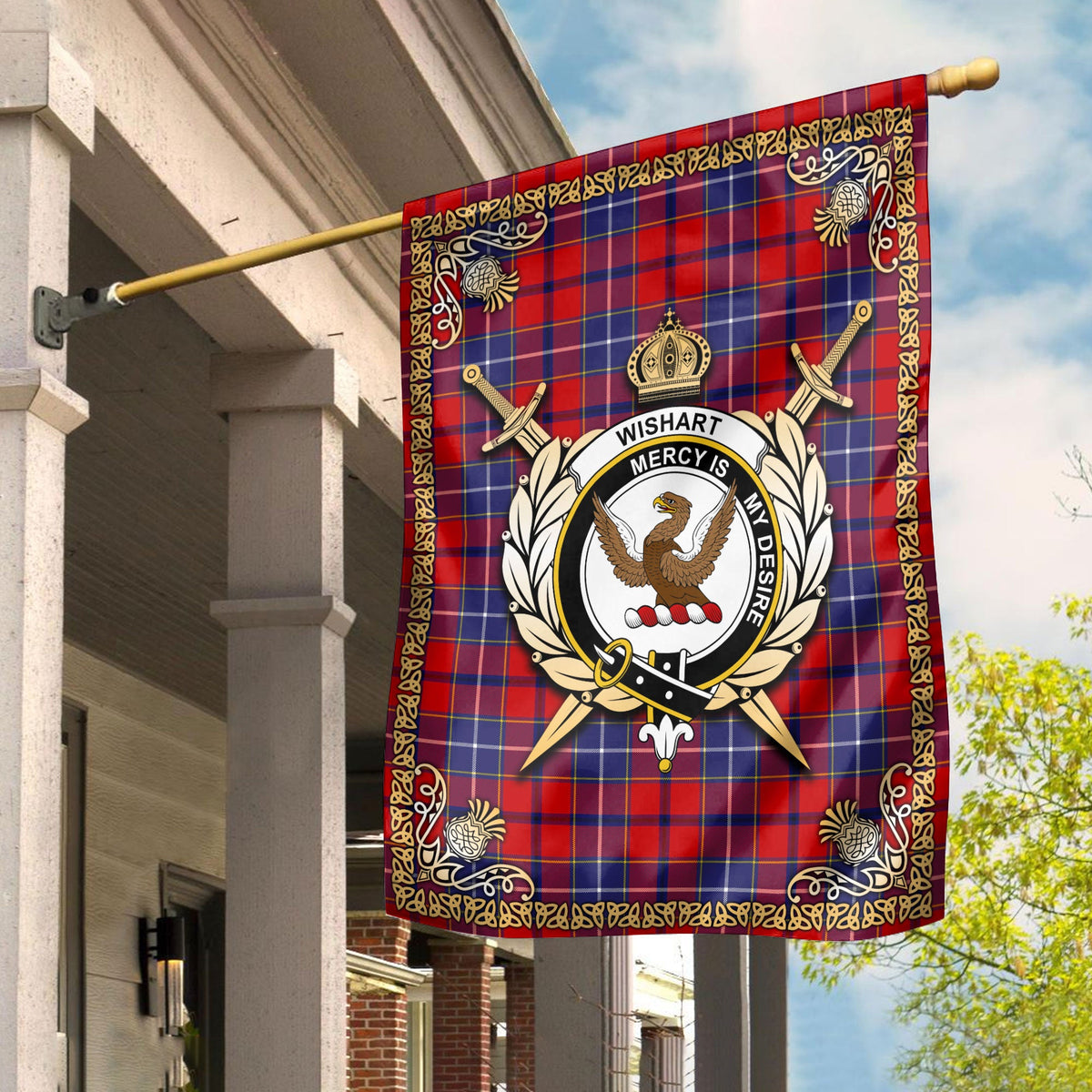 Clan Wishart Dress Tartan Crest Garden Flag  - Celtic Thistle  FY91 Clan Wishart Tartan Today   