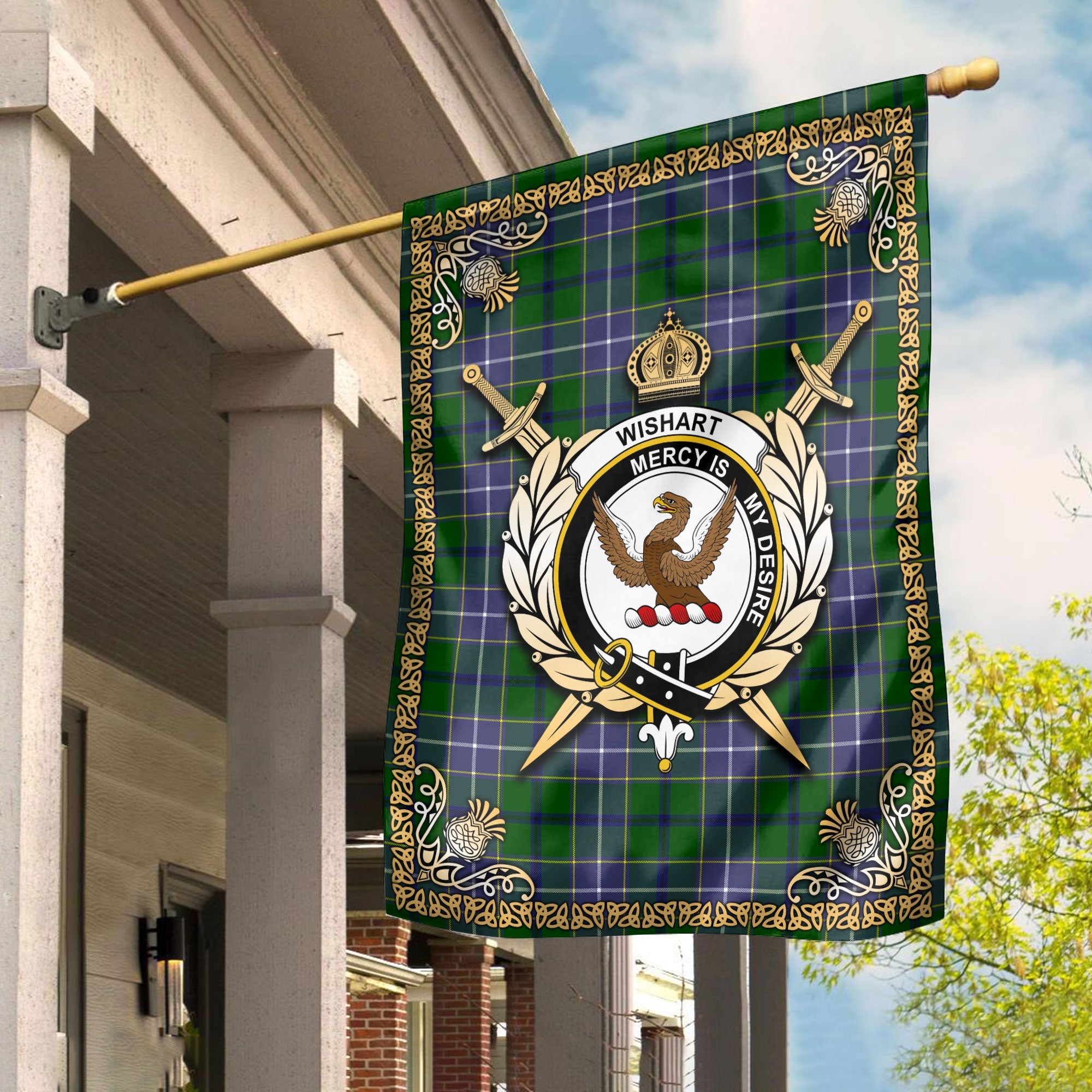 Clan Wishart Hunting Tartan Crest Garden Flag  - Celtic Thistle  AJ27 Clan Wishart Tartan Today   