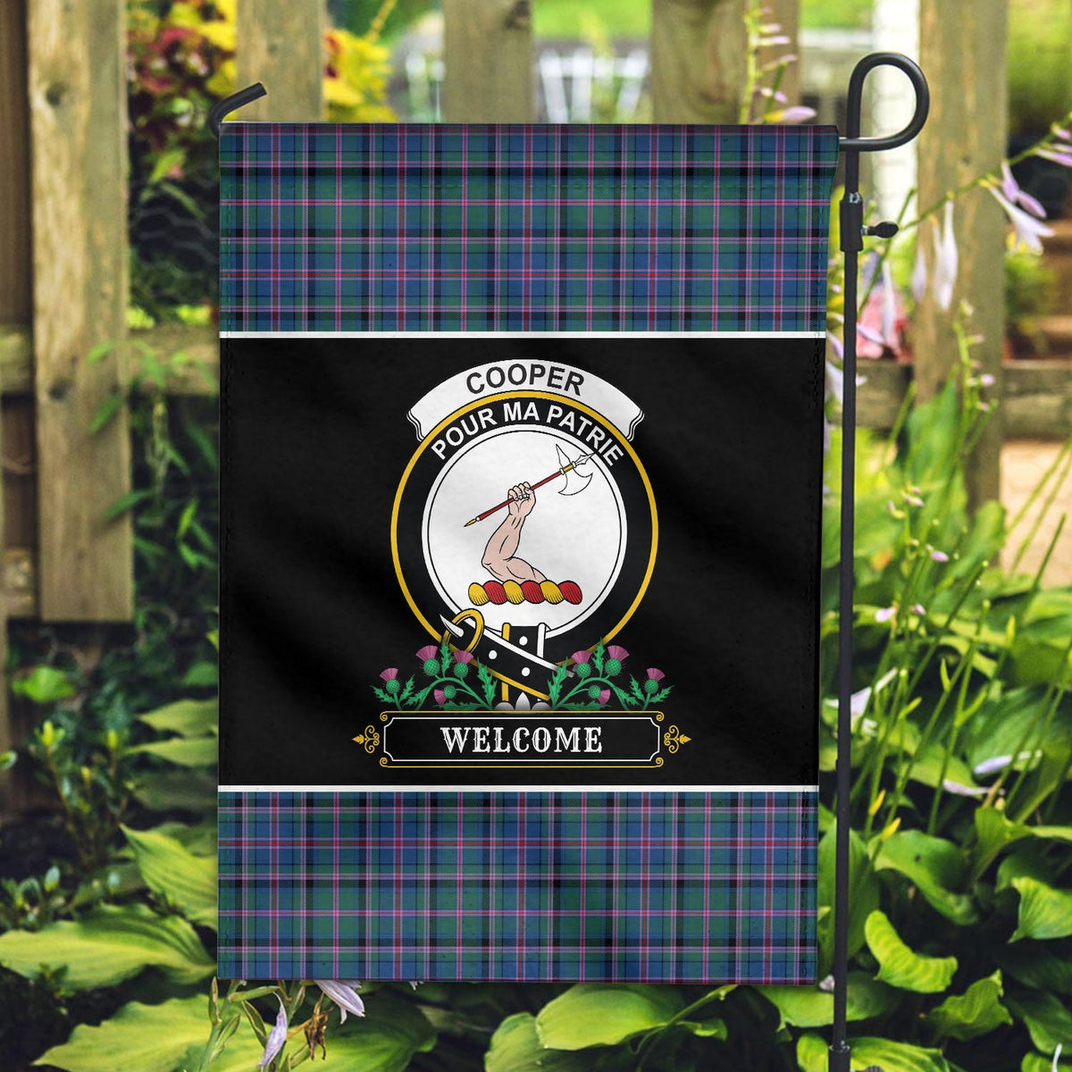 Clan Cooper Ancient Tartan Crest Garden Flag  - Welcome  UI57 Clan Cooper Tartan Today   