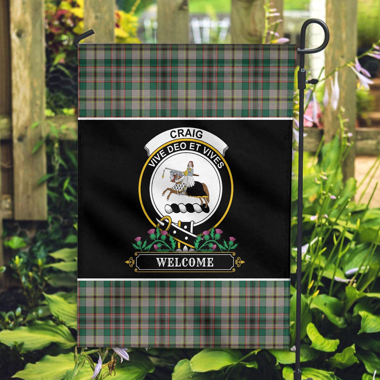 Clan Craig Ancient Tartan Crest Garden Flag  - Welcome  AZ88 Clan Craig Tartan Today   