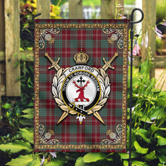 Clan Crawford Modern Tartan Crest Garden Flag  - Celtic Thistle  RJ26 Clan Crawford Tartan Today   