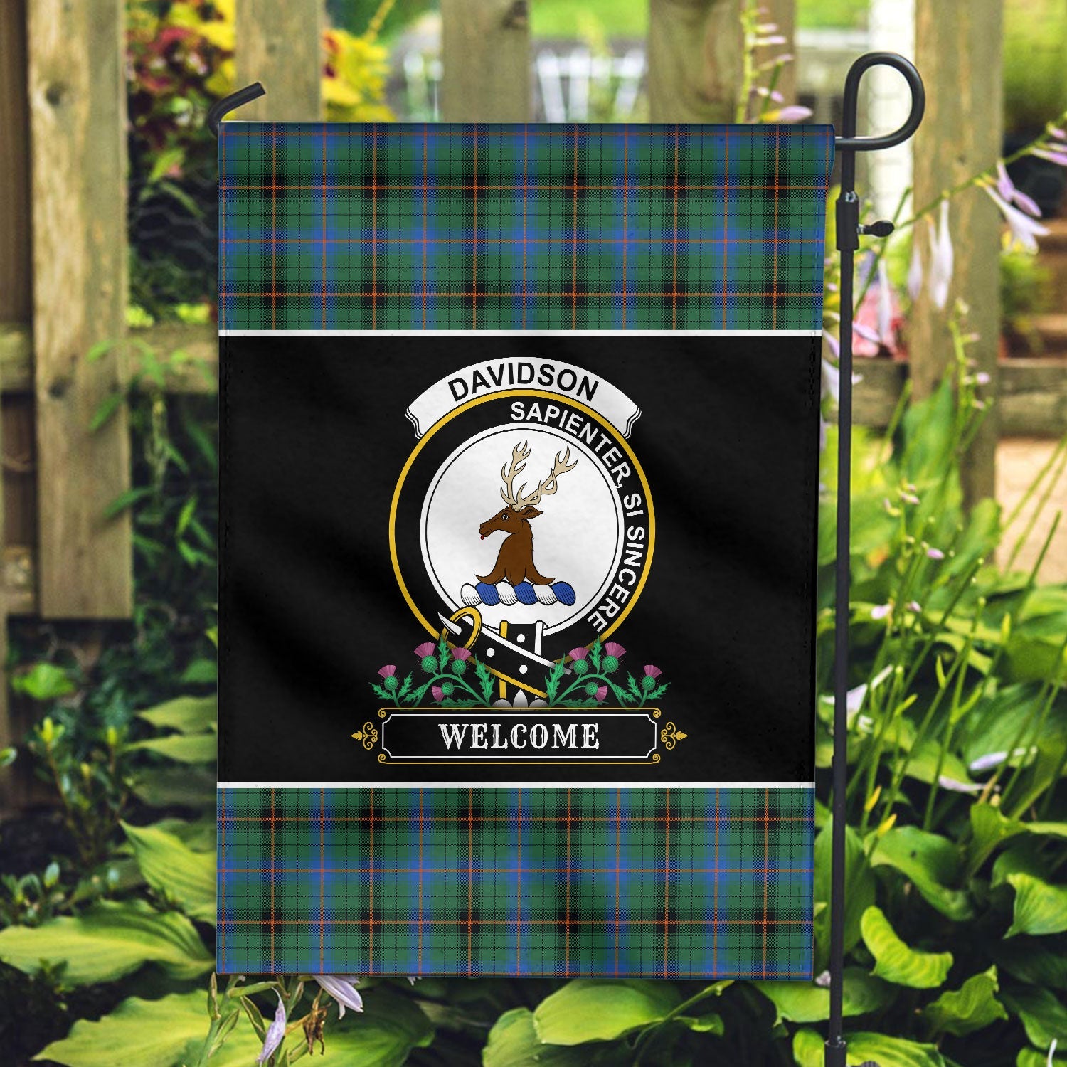 Clan Davidson Ancient Tartan Crest Garden Flag  - Welcome  VL36 Clan Davidson Tartan Today   