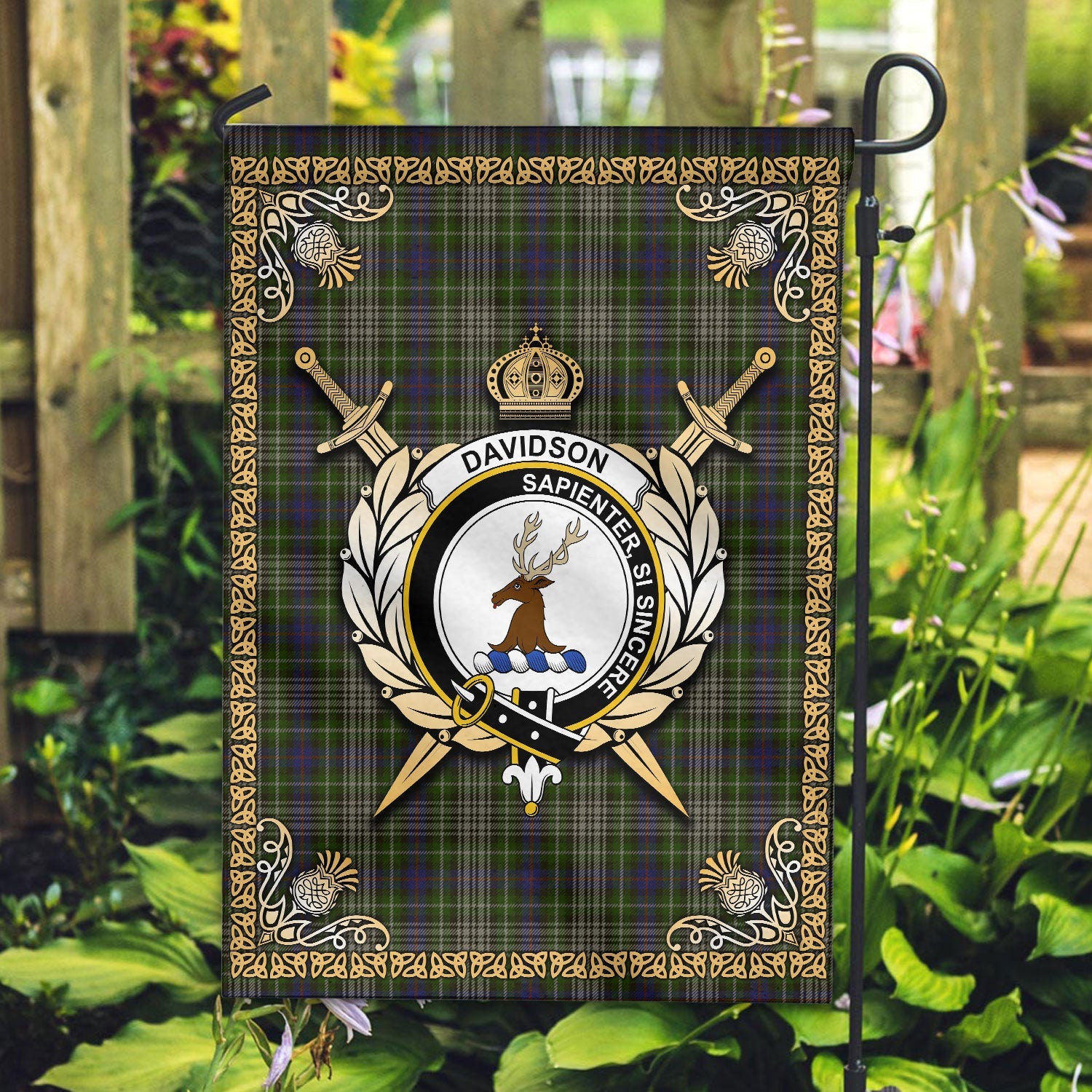 Clan Davidson Tulloch Dress Tartan Crest Garden Flag  - Celtic Thistle  LL39 Clan Davidson Tartan Today   