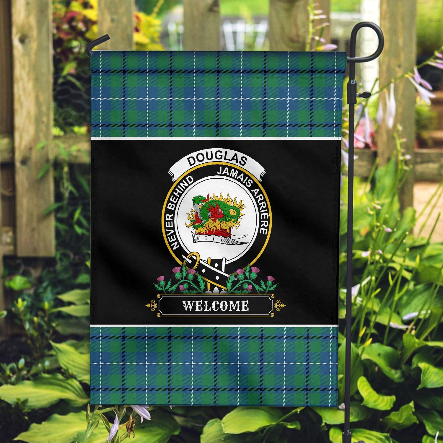 Clan Douglas Ancient Tartan Crest Garden Flag  - Welcome  MQ46 Clan Douglas Tartan Today   