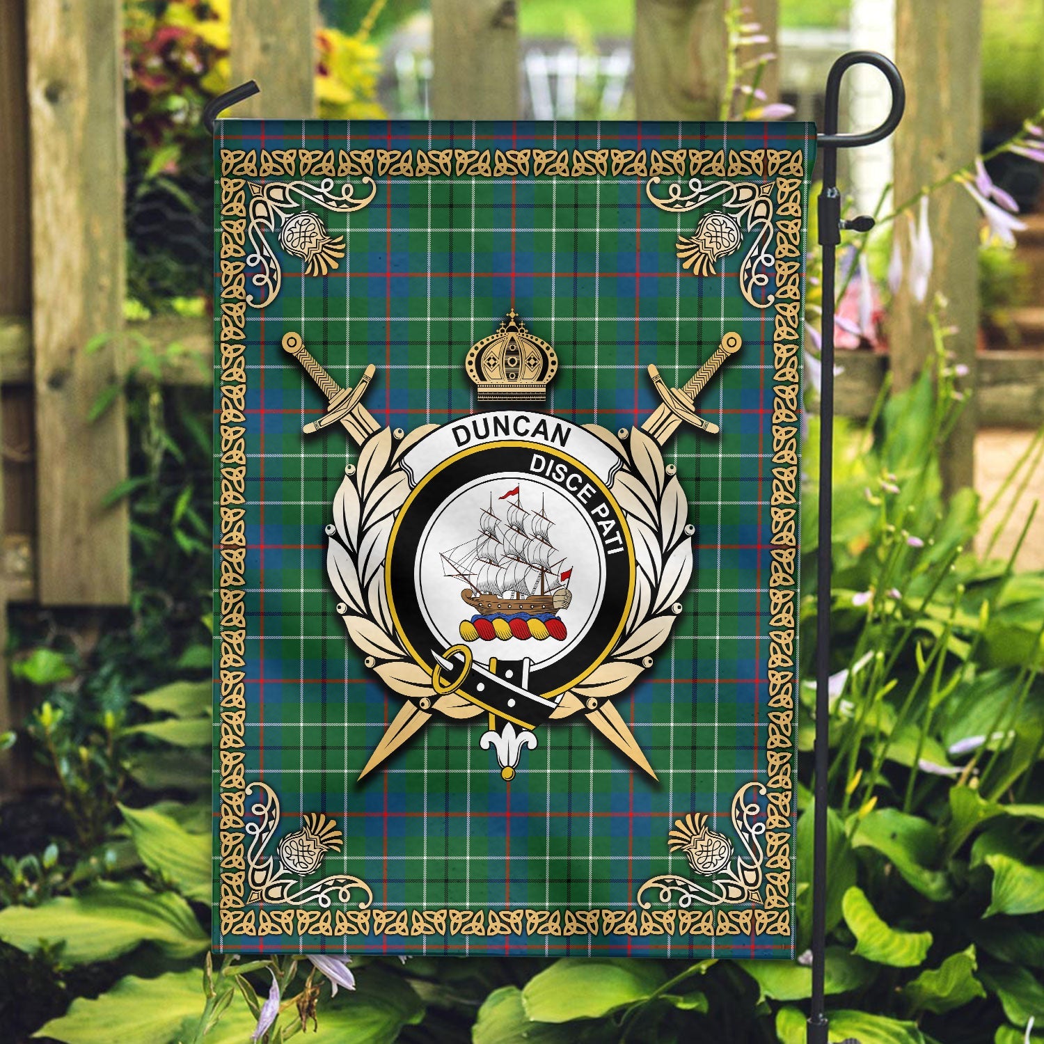 Clan Duncan Ancient Tartan Crest Garden Flag  - Celtic Thistle  AX38 Clan Duncan Tartan Today   