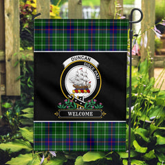 Clan Duncan Modern Tartan Crest Garden Flag  - Welcome  SQ15 Clan Duncan Tartan Today   