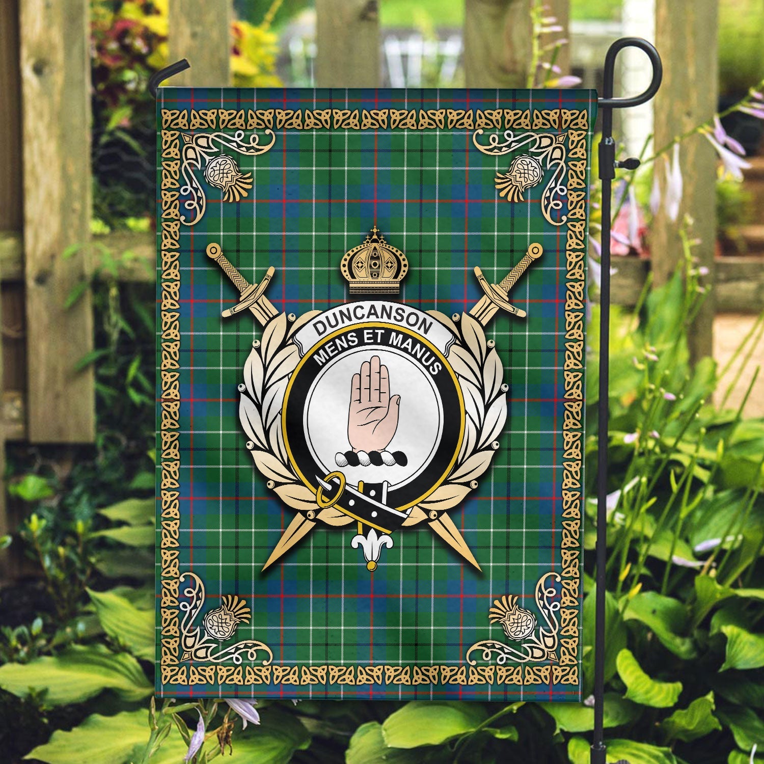 Clan Duncanson Tartan Crest Garden Flag  - Celtic Thistle  DT79 Clan Duncan Tartan Today   