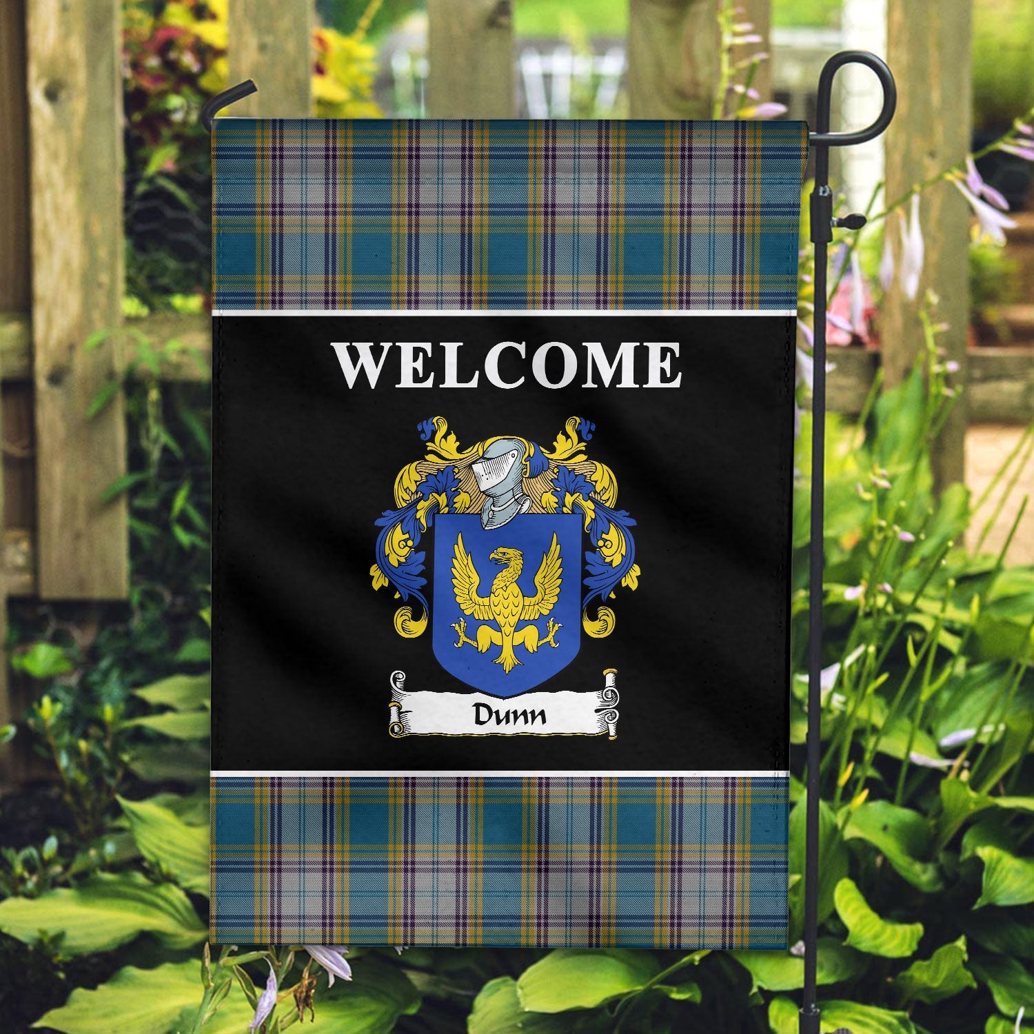 Clan Dunn Tartan Crest Black Garden Flag PG58 Clan Garden Tartan Today   