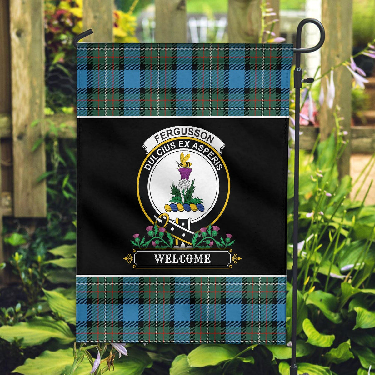 Clan Fergusson Ancient Tartan Crest Garden Flag  - Welcome  LJ56 Clan Fergusson Tartan Today   