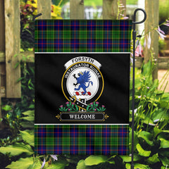 Clan Forsyth Modern Tartan Crest Garden Flag  - Welcome  YW34 Clan Forsyth Tartan Today   