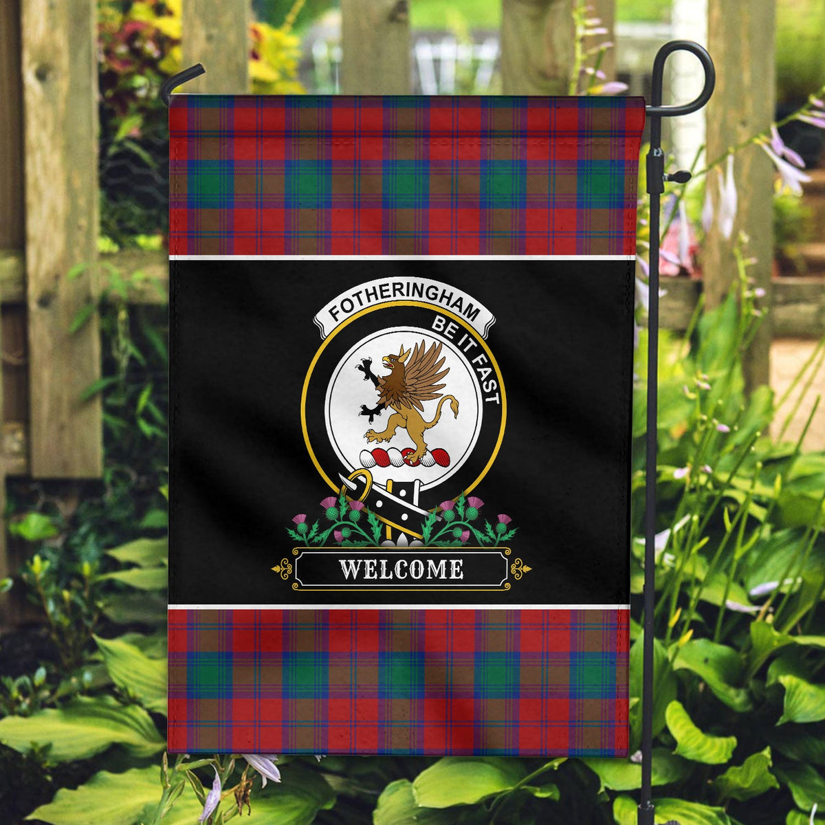 Clan Fotheringham Tartan Crest Garden Flag  - Welcome  MG10 Clan Fotheringham Tartan Today   