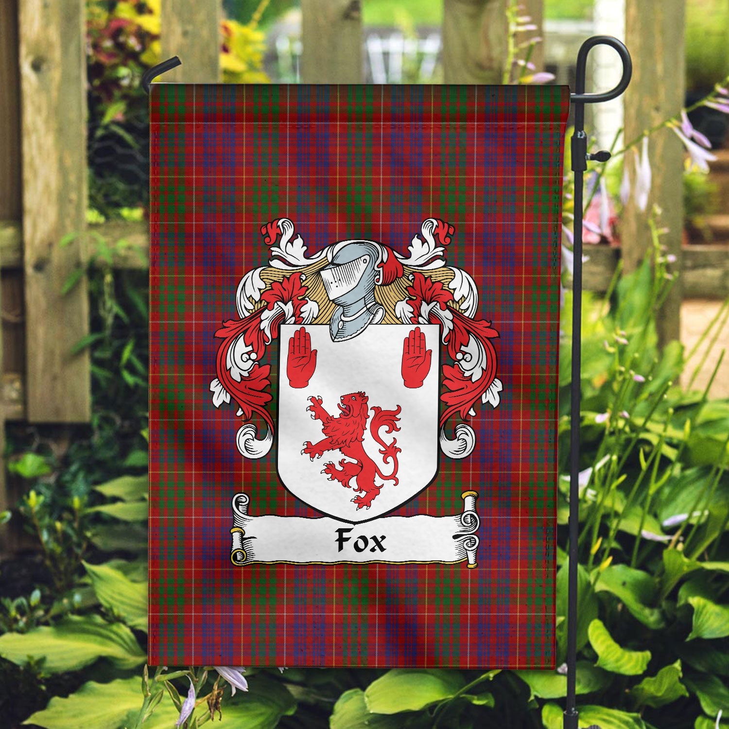 Clan Fox Red Tartan Crest Garden Flag AY76 Clan Garden Tartan Today   