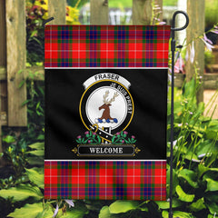 Clan Fraser (of Lovat) Modern Tartan Crest Garden Flag  - Welcome  UF31 Clan Fraser Tartan Today   