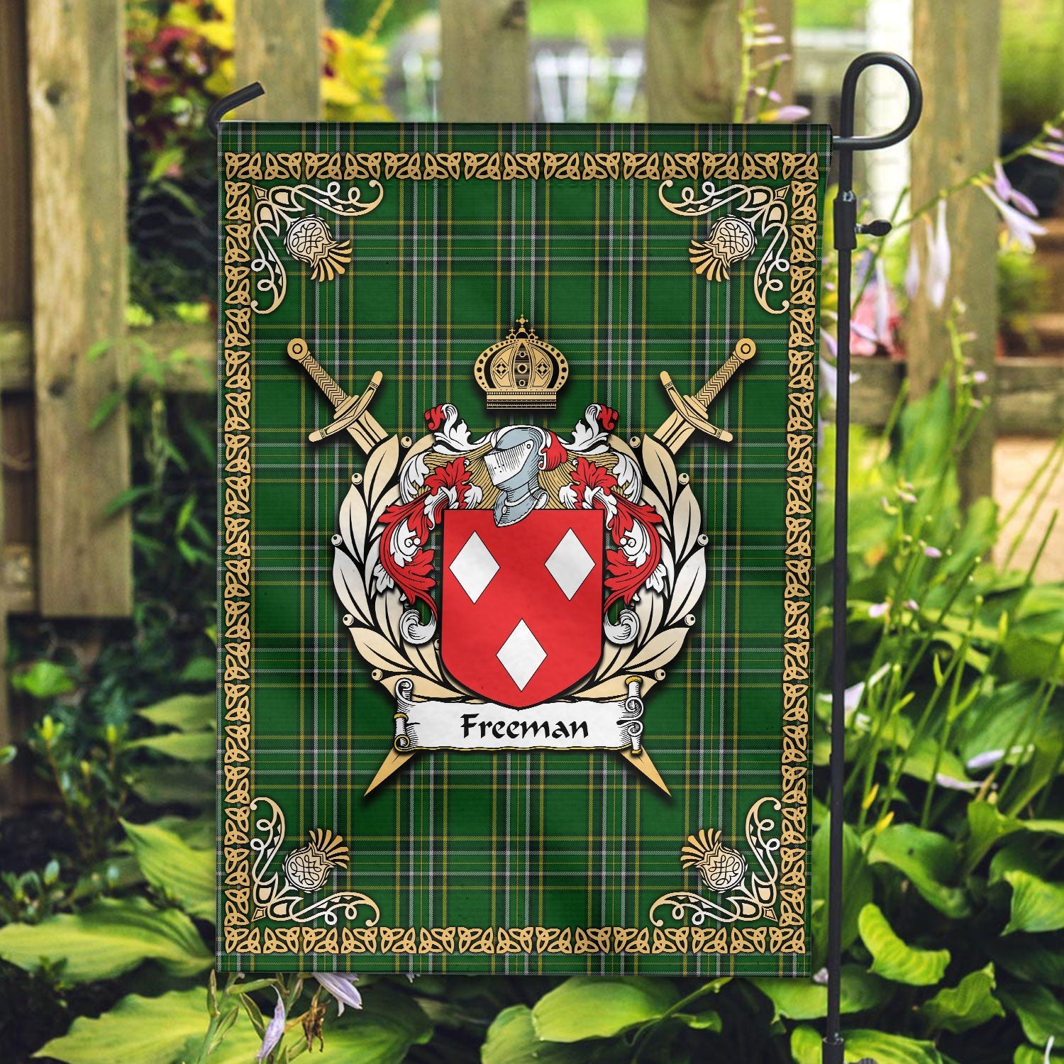 Clan Freeman Tartan Crest Garden Flag  - Celtic Thistle  EZ22 Clan Garden Tartan Today   