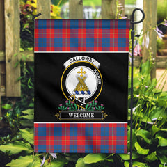 Clan Galloway Red Tartan Crest Garden Flag  - Welcome  UL62 Clan Galloway Tartan Today   