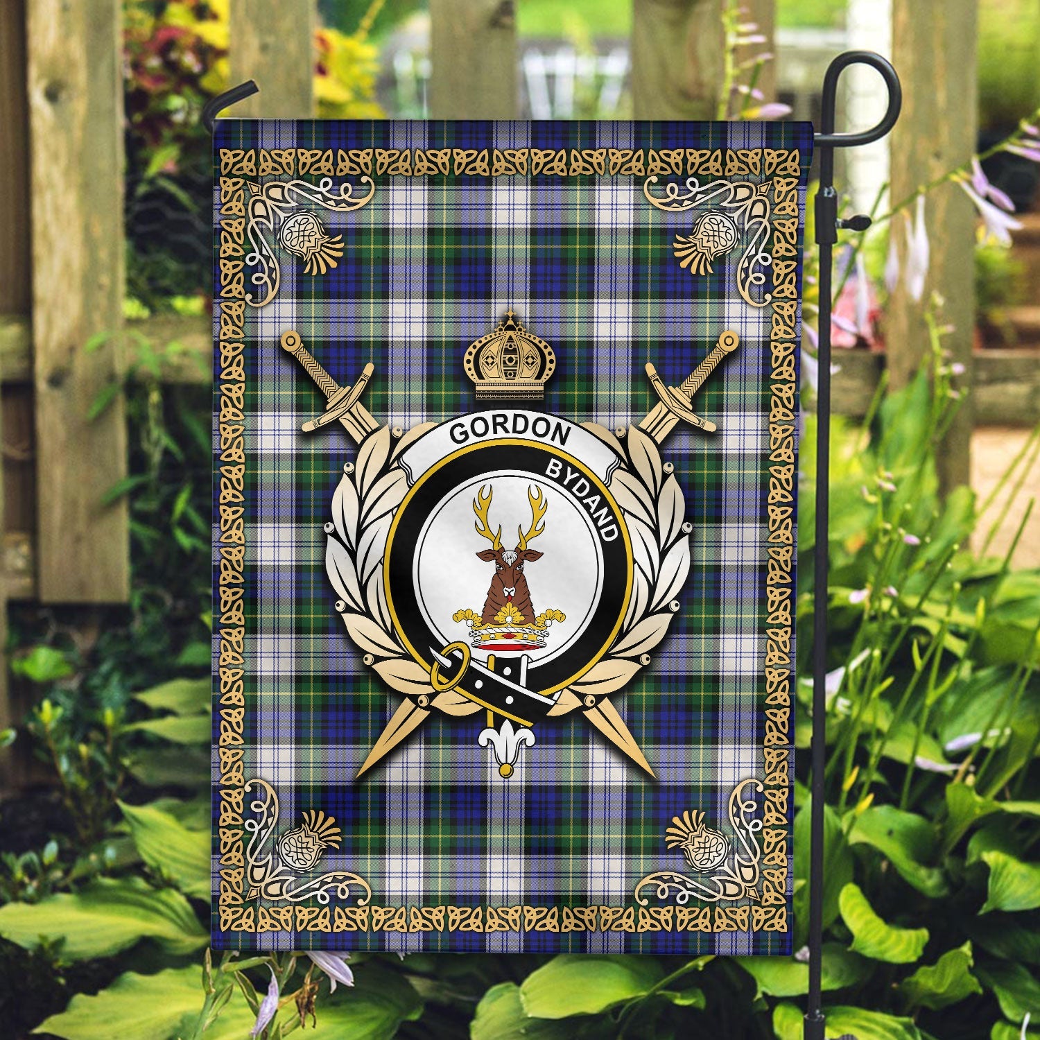 Clan Gordon Dress Modern Tartan Crest Garden Flag  - Celtic Thistle  IJ41 Clan Gordon Tartan Today   