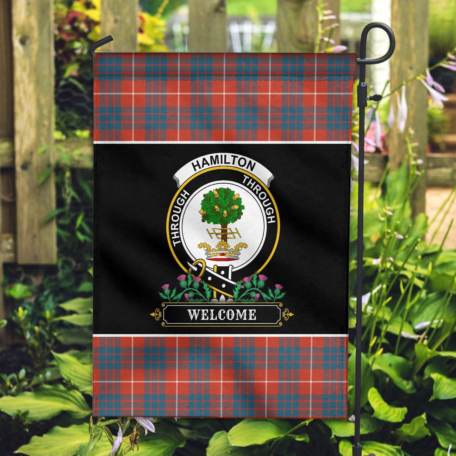 Clan Hamilton Ancient Tartan Crest Garden Flag  - Welcome  HR51 Clan Hamilton Tartan Today   