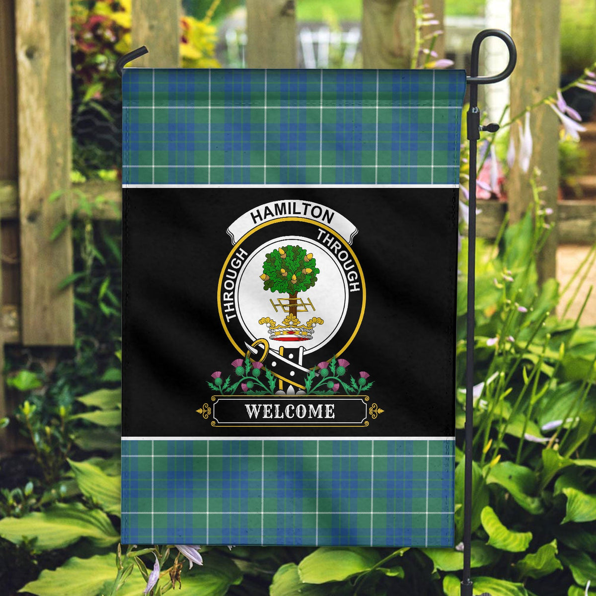 Clan Hamilton Hunting Ancient Tartan Crest Garden Flag  - Welcome  TF15 Clan Hamilton Tartan Today   