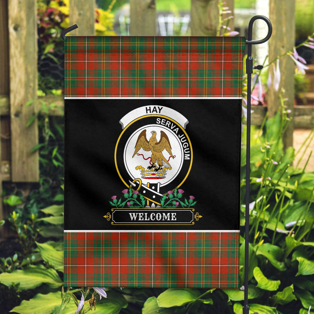 Clan Hay Ancient Tartan Crest Garden Flag  - Welcome  HU63 Clan Hay Tartan Today   