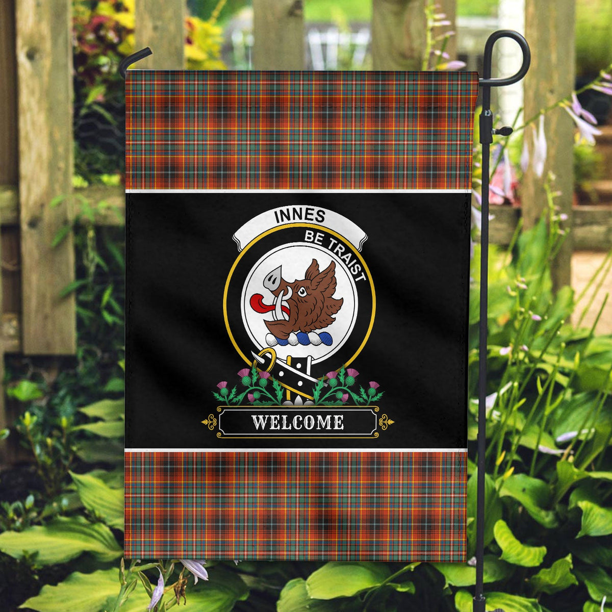 Clan Innes Ancient Tartan Crest Garden Flag  - Welcome  XJ78 Clan Innes Tartan Today   